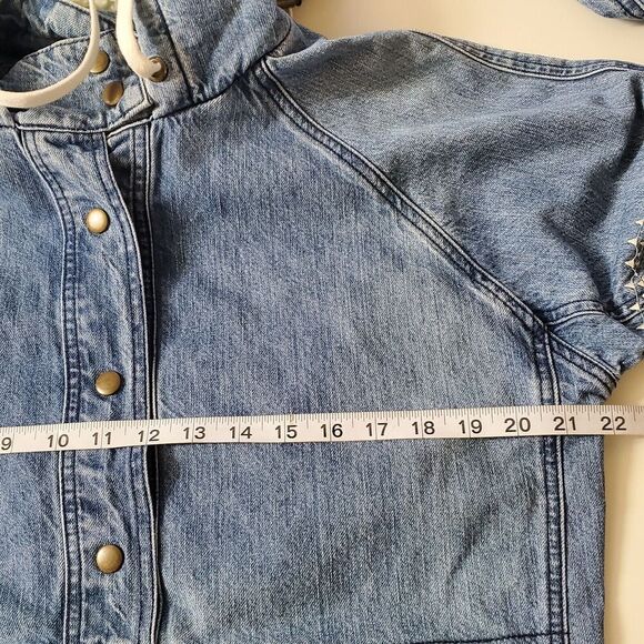 O'Neill Women's Boho Pullover Jacket Small Fleece Hood Lined Denim Embroidered - Picture 11 of 12